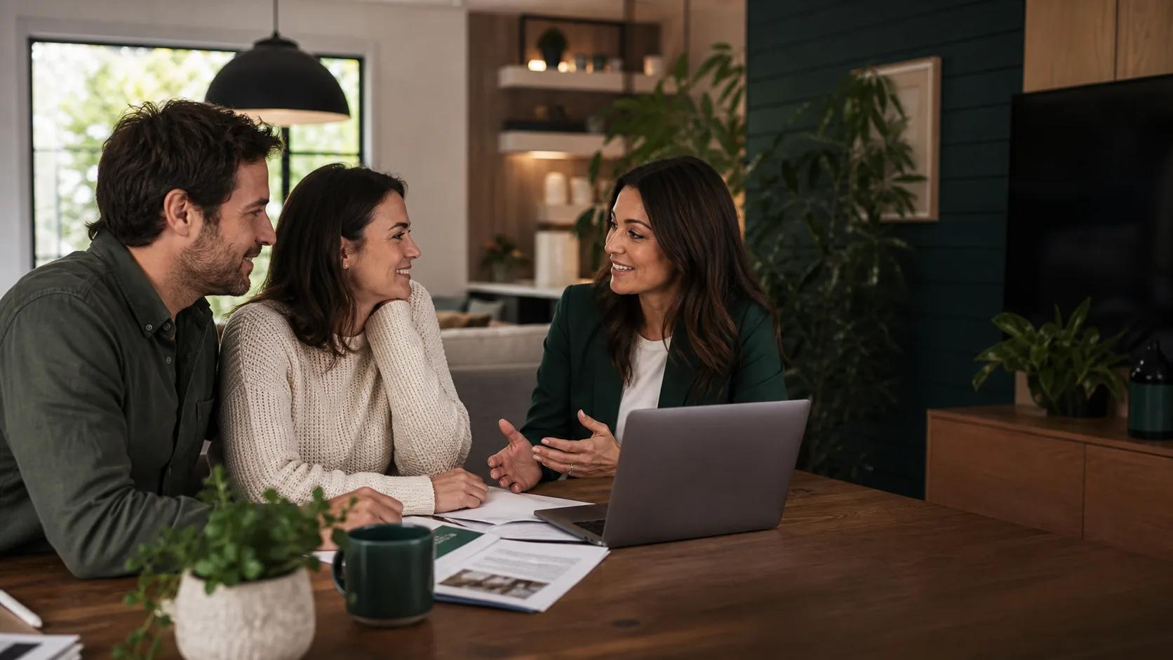 An advisor helping a couple with their real estate project